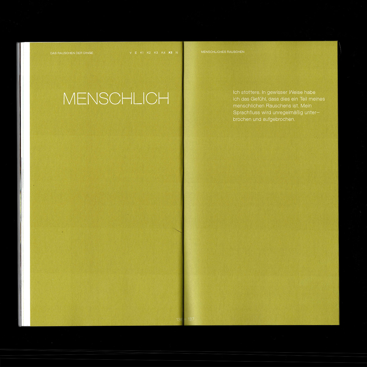 Foto eines aufgeschlagenen Buchs mit Architekturtext und Bild, auf einem erdigen, mit Moos bedeckten Boden liegend.