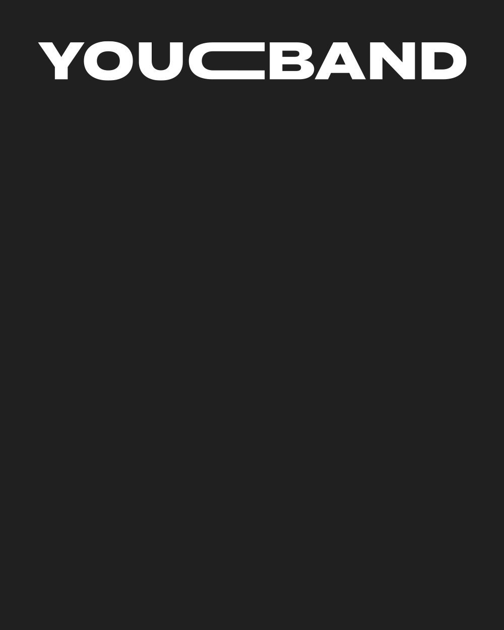 Weisses Logo mit der Aufschrift YOUCBAND auf schwarzem Hintergrund.