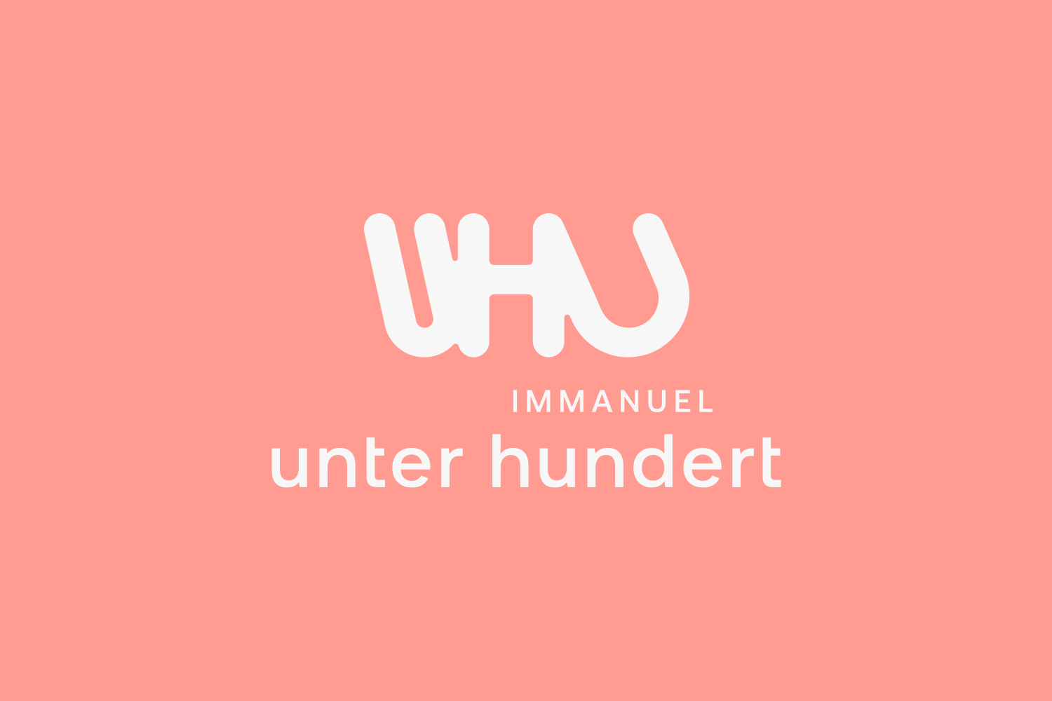 Weisses Logo von UHU mit dem Text 'IMMANUEL unter hundert' auf rosa Hintergrund.