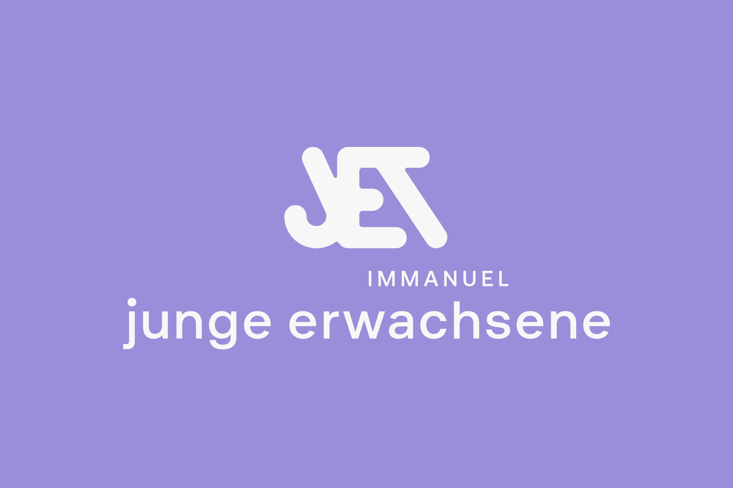 Weisses Logo mit dem Schriftzug 'JET' und darunter 'IMMANUEL junge erwachsene' auf lila Hintergrund.