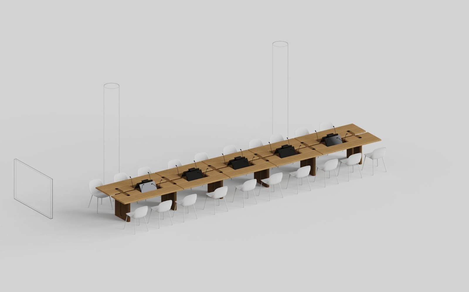 Géante table sur-mesure avec écrans intégrés