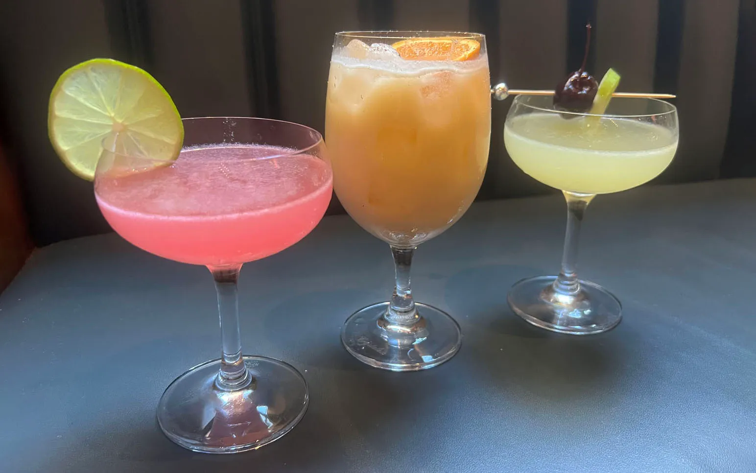 Pretty cocktails in a row