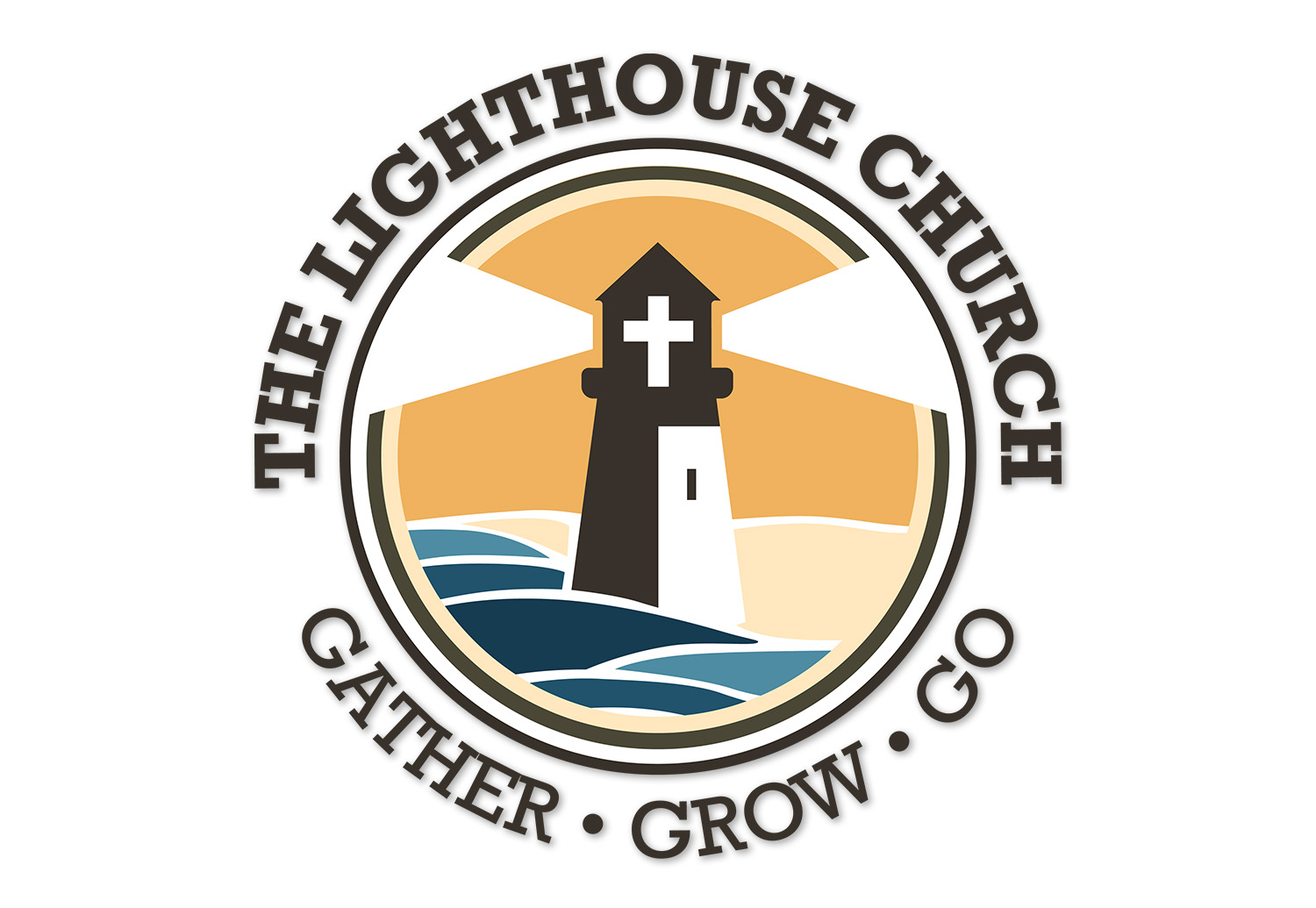Logo of a lighthouse with a cross in the middle for The Lighthouse Church