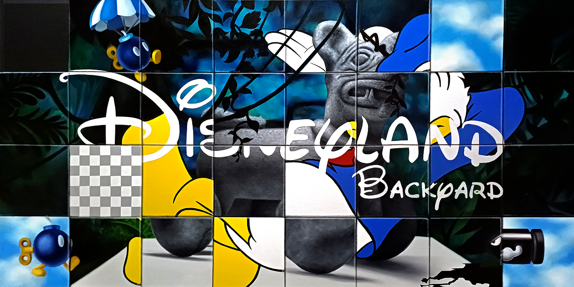 The Backyard Dog (Xoloitzcuintle), Orlando Villatoro, 2026. Oil and acrylic on canvas, 100 × 200 cm.