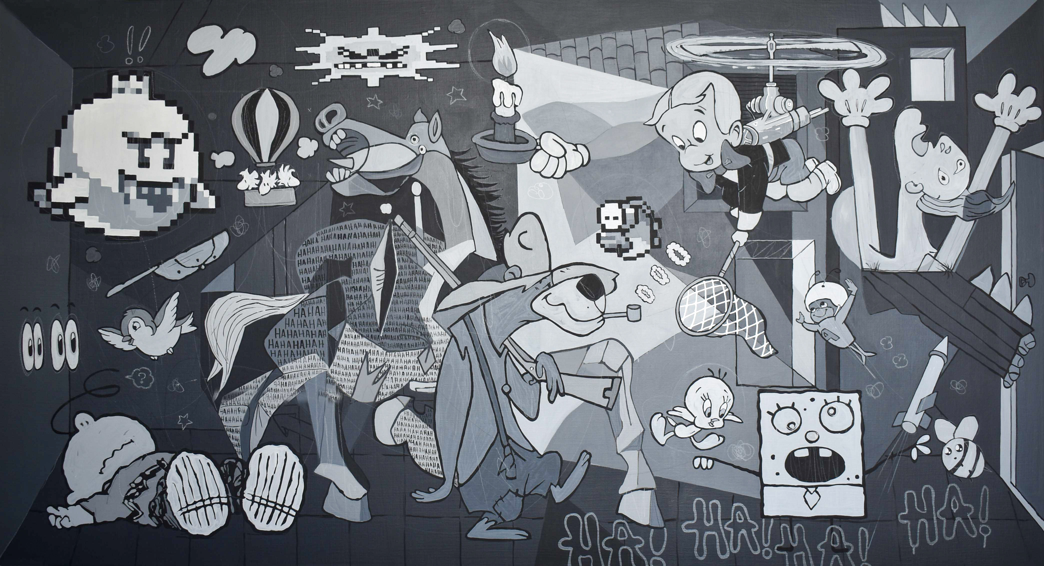 «Guernipop», obra de Abel Amaya. 2025, acrílico sobre lienzo.