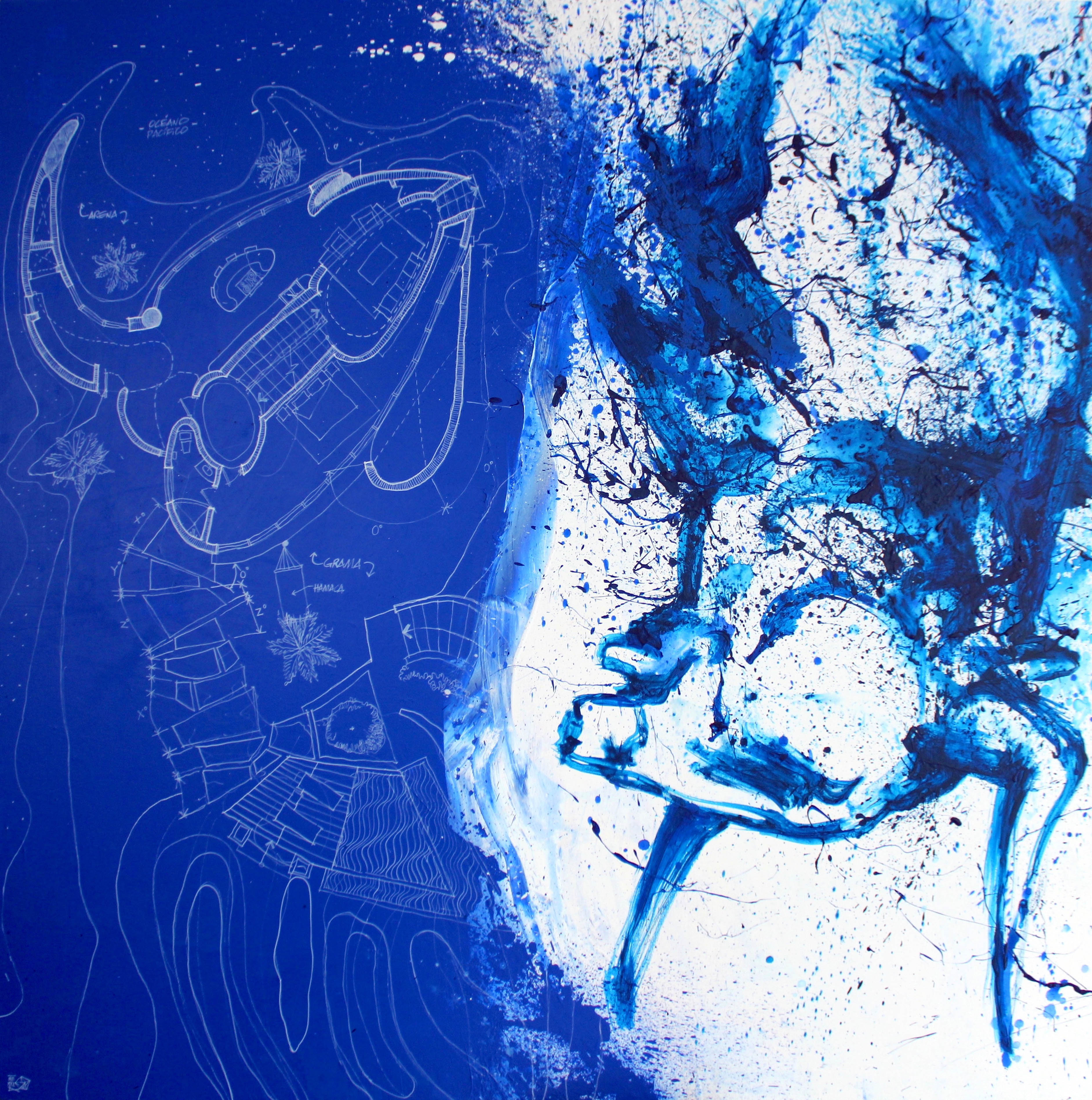 «Ceramic Blueprint 2. Duality», obra de Gabriel Wong. 2021, acrílico sobre lienzo, 140 x 140 cm.