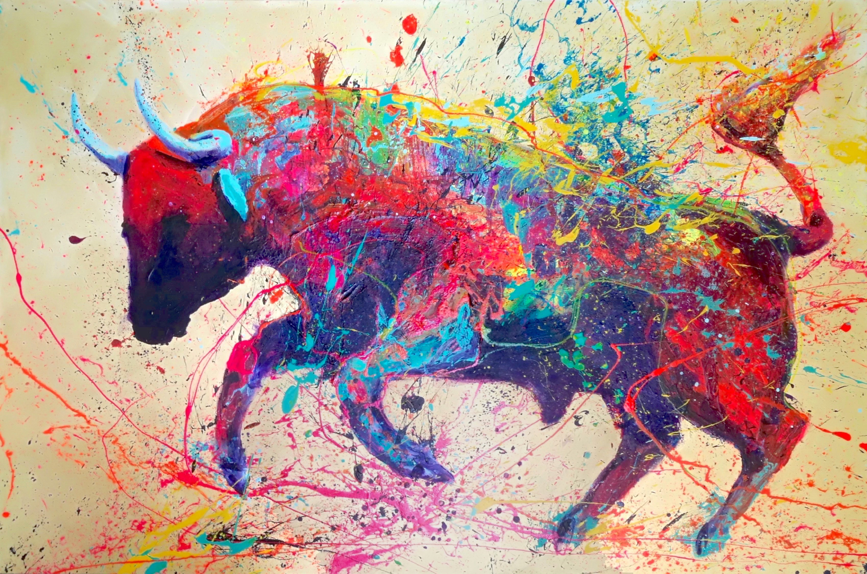 «Toro bravo», obra de Gabriel Wong. 2019, acrílico sobre lienzo.