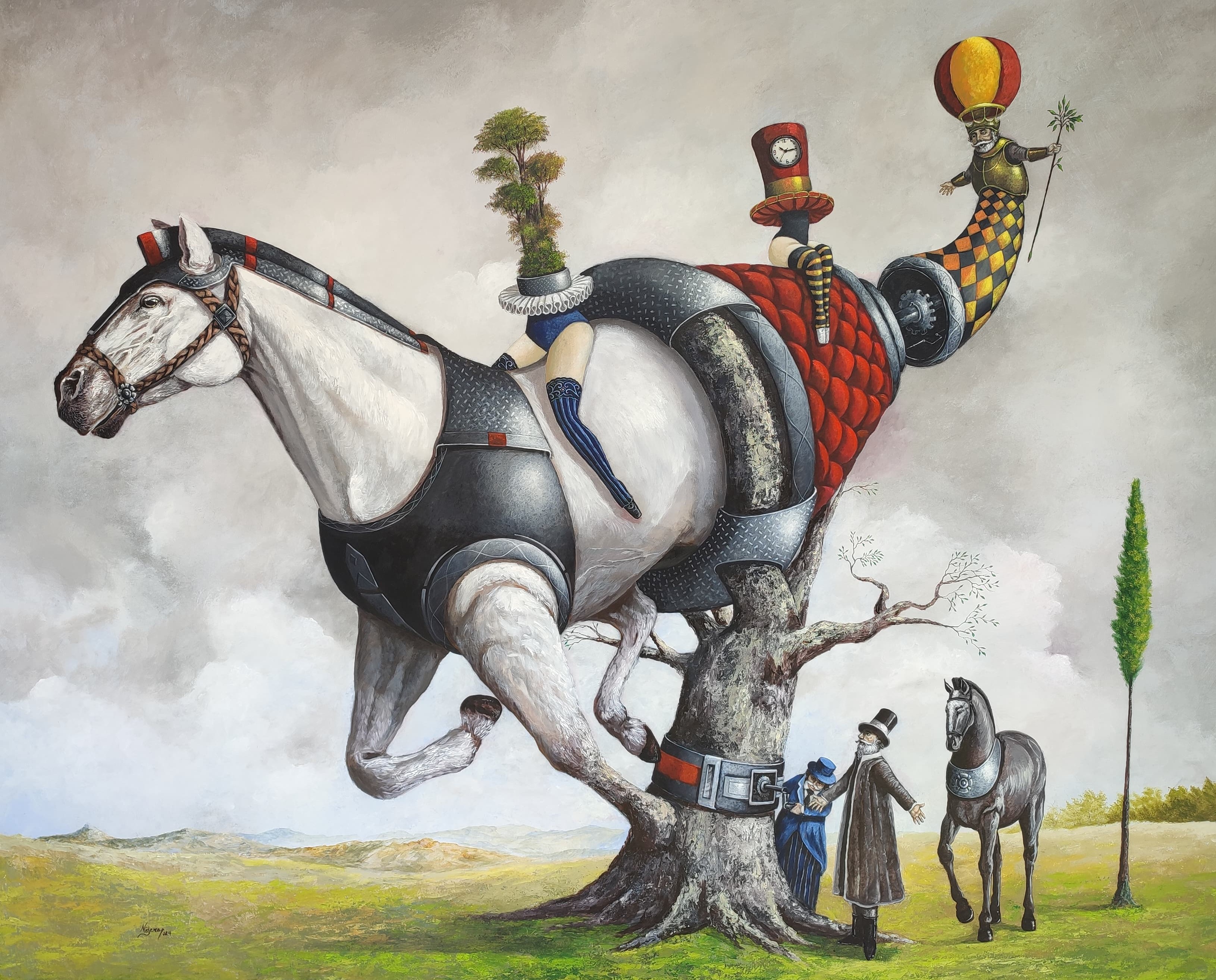 «Génesis», obra de Saúl Nájera. 2024, acrílico sobre tela, 140 x 180 cm.