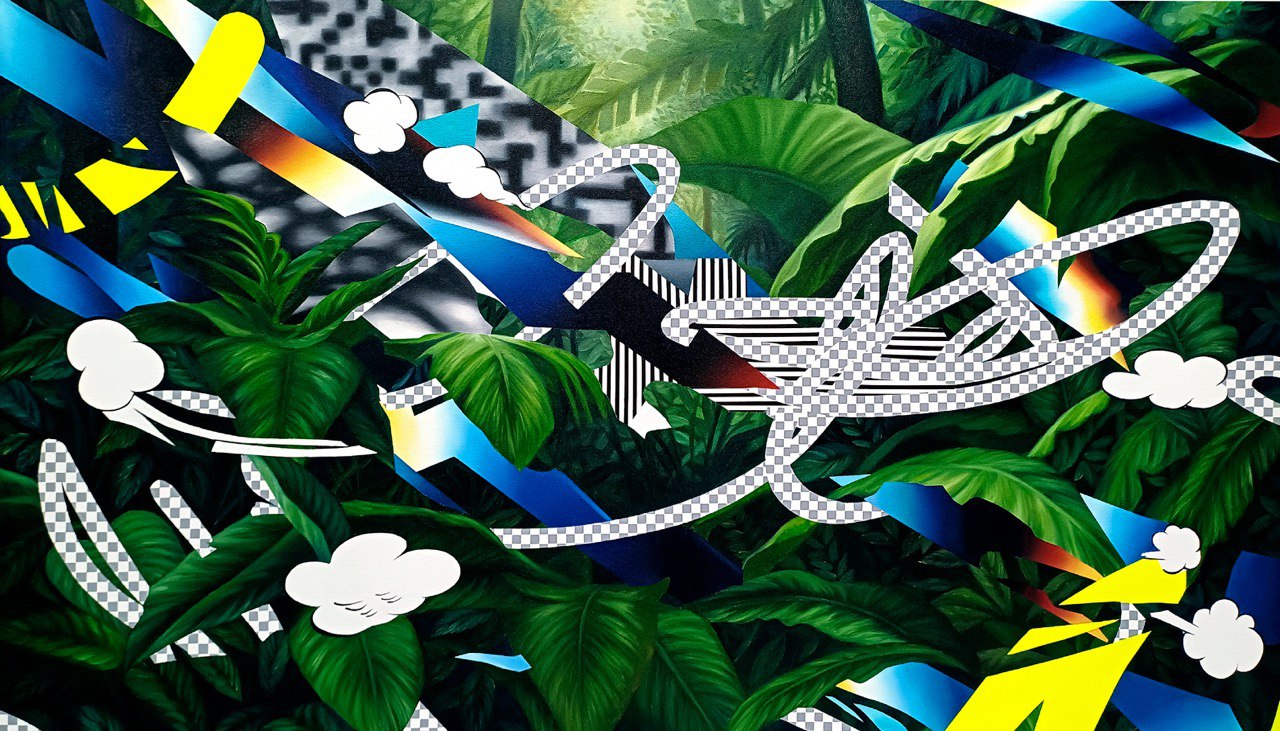 «Entropía 01», obra de Orlando Villatoro. 2025, óleo y acrílico sobre lienzo.
