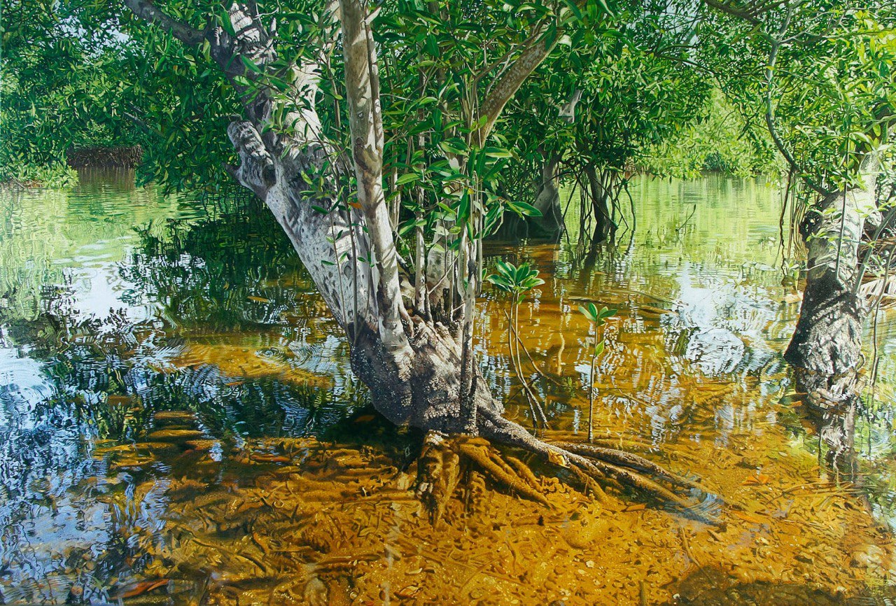 «Fragmento III», obra de Alex Cuchilla. Óleo sobre lienzo, 193 x 130 cm.