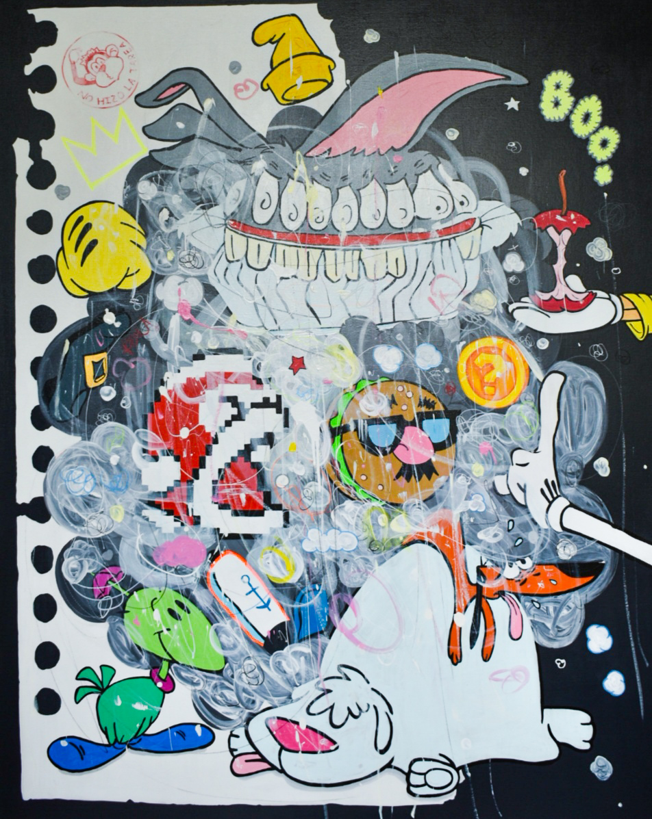 «Mordisquear», obra de Abel Amaya. 2025, acrílico sobre lienzo, 150 x 120 cm.