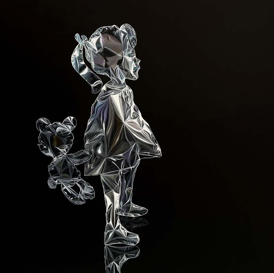 «Teddy Bear», obra de Carlos Villabón. 2024, óleo sobre lienzo, 150 x 150 cm.