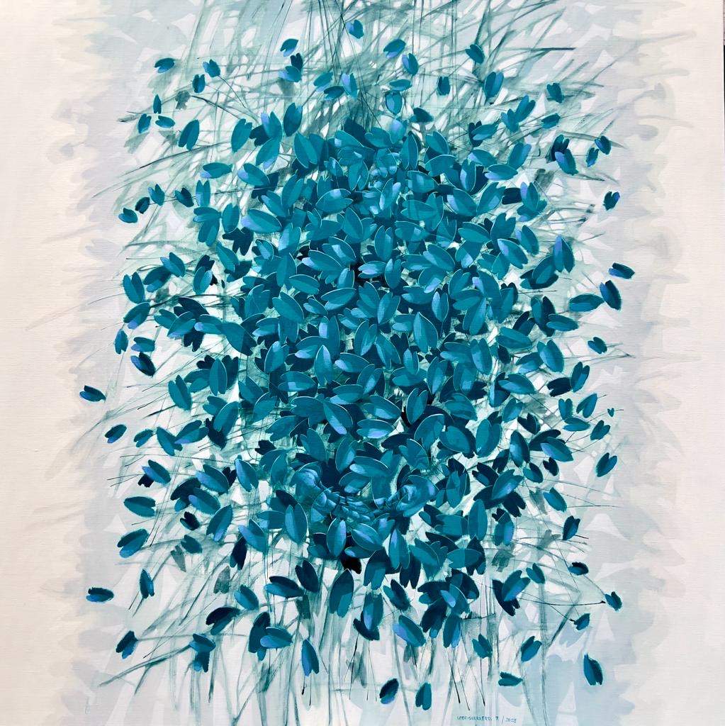 «Turquesa», obra de Iván Loboguerrero. 2023, óleo sobre lino, 140 x 140 cm.