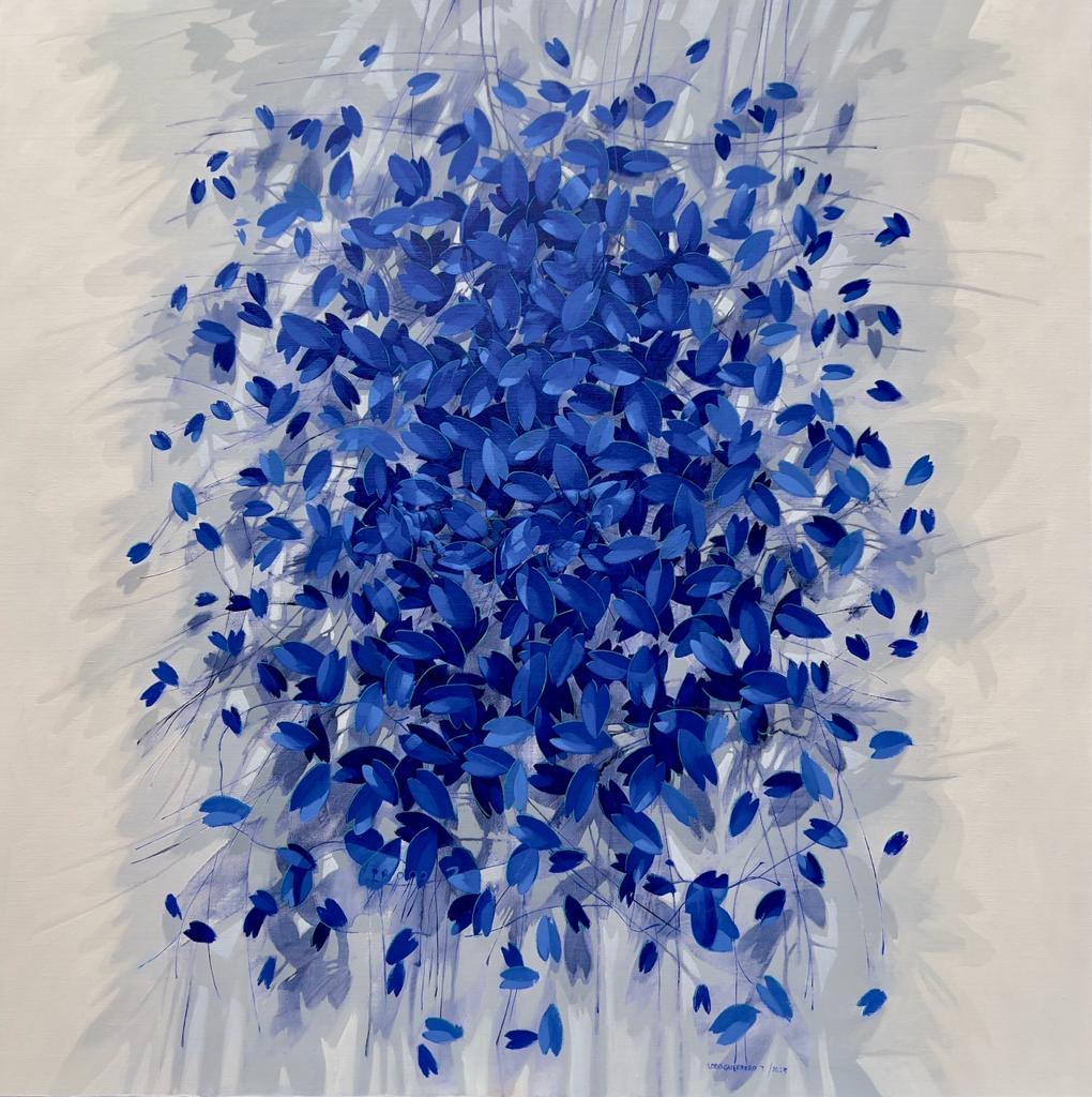 «Azul», obra de Iván Loboguerrero. 2023, óleo sobre lino, 140 x 140 cm.