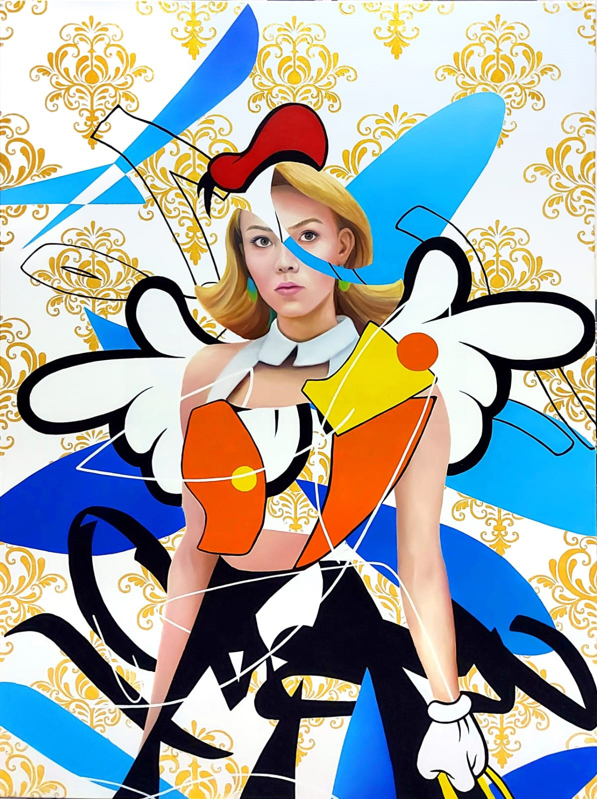 «Daisy. Serie Planos en deformación», obra de Xhe. 2023, óleo y acrílico sobre lienzo, 150 x 110 cm.