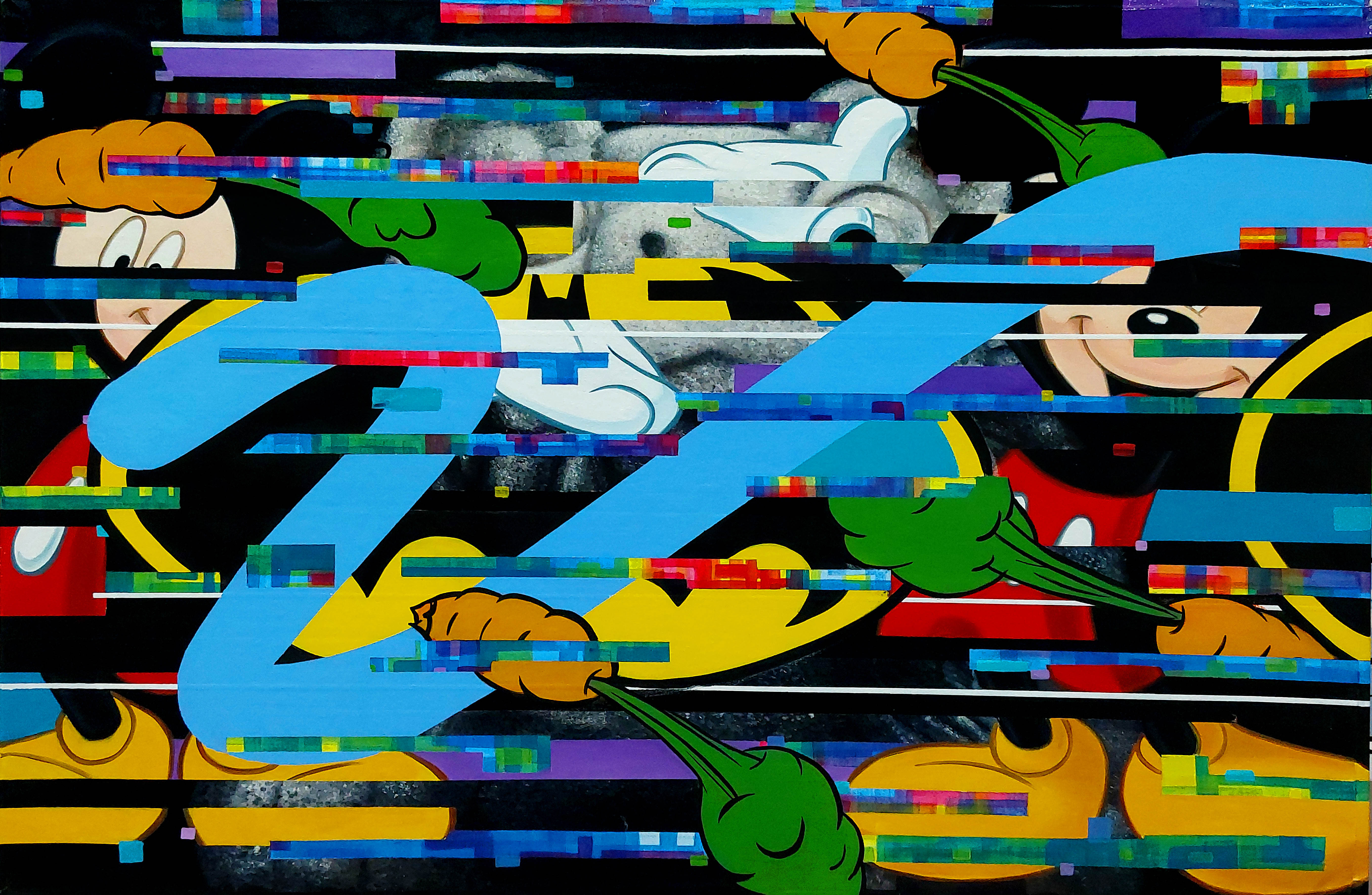 «Neo jaguar. Serie Hiperrealidad», obra de Orlando Villatoro. 2021, óleo y acrílico sobre lienzo, 80 x 120 cm.