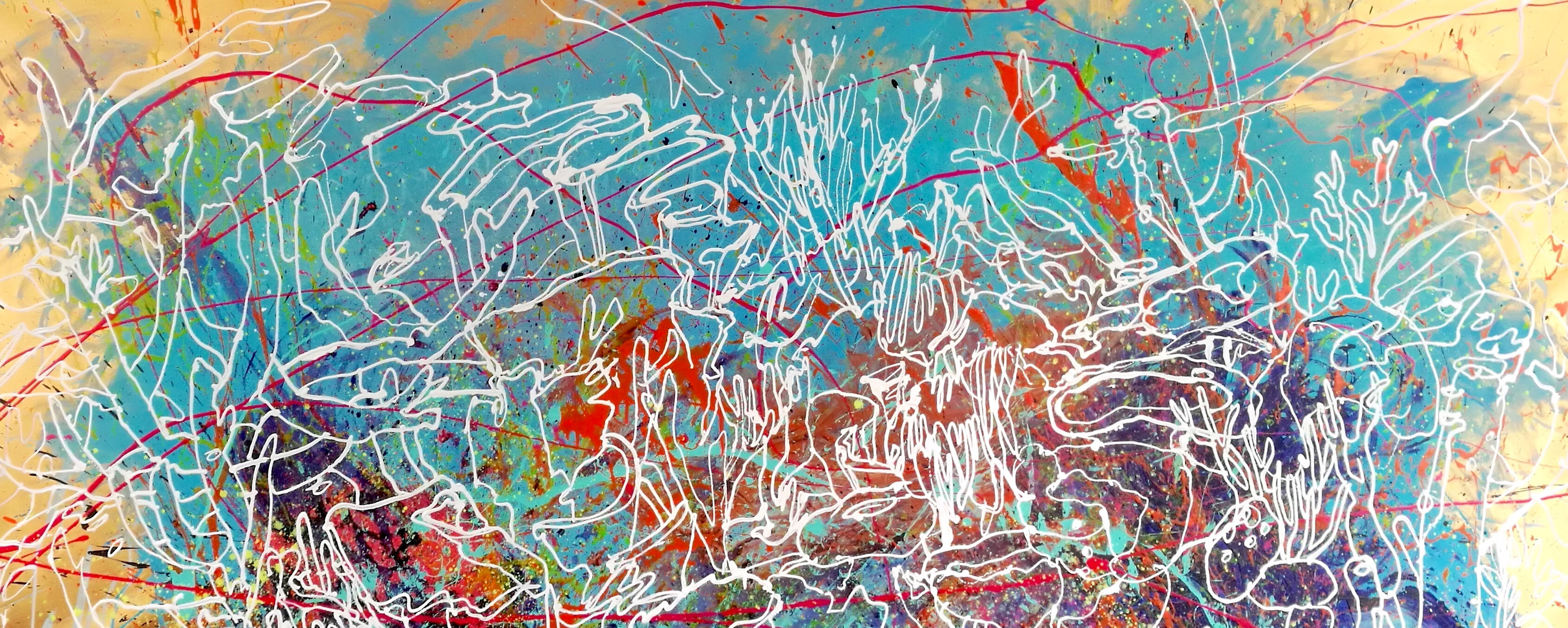 «Coral Town», obra de Gabriel Wong. 2019, acrílico sobre lienzo, 100 x 200 cm.