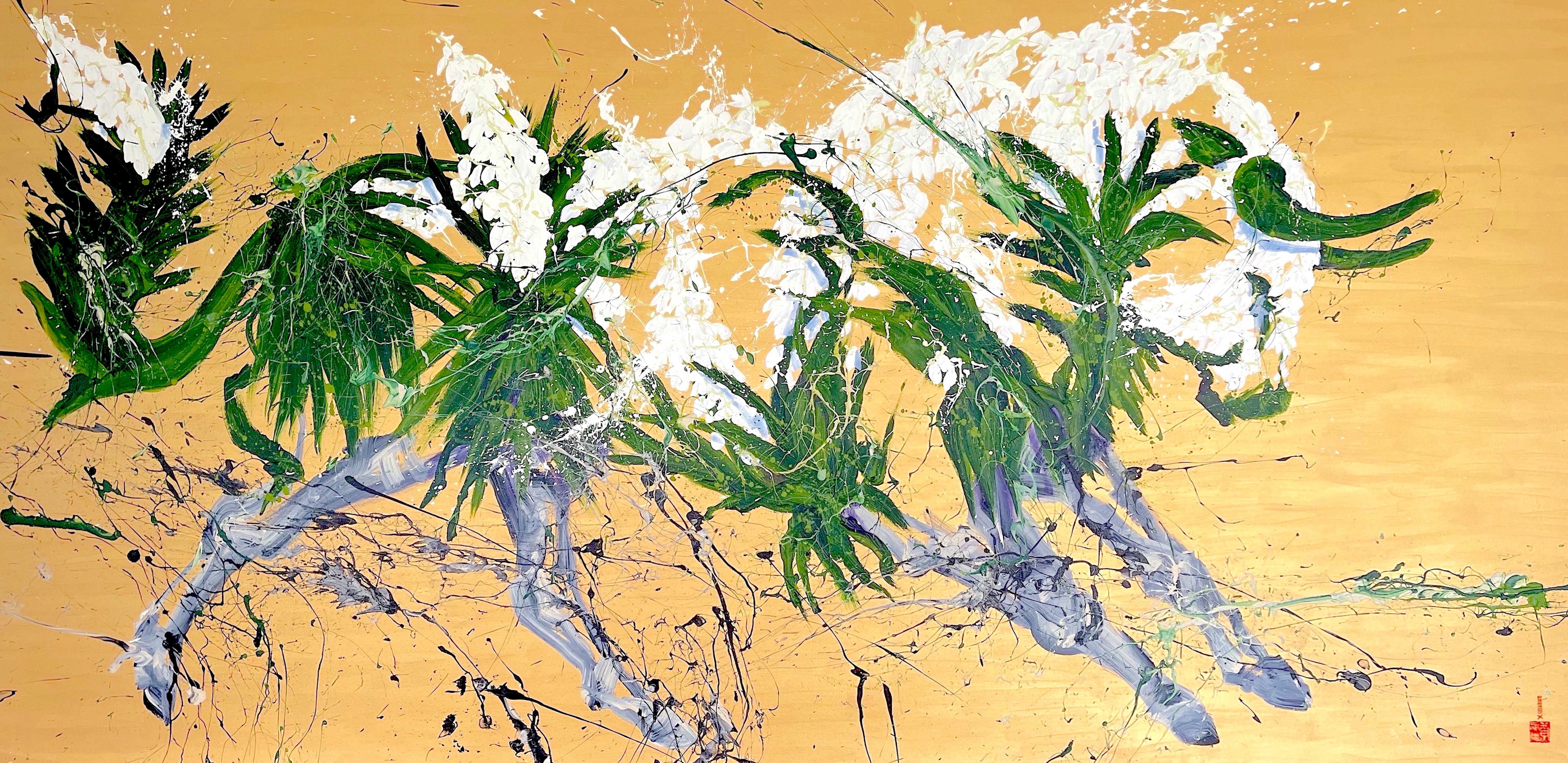 «Tropicaliserie Nº 39. Izote», obra de Gabriel Wong. 2022, acrílico sobre lienzo, 145 x 298 cm.