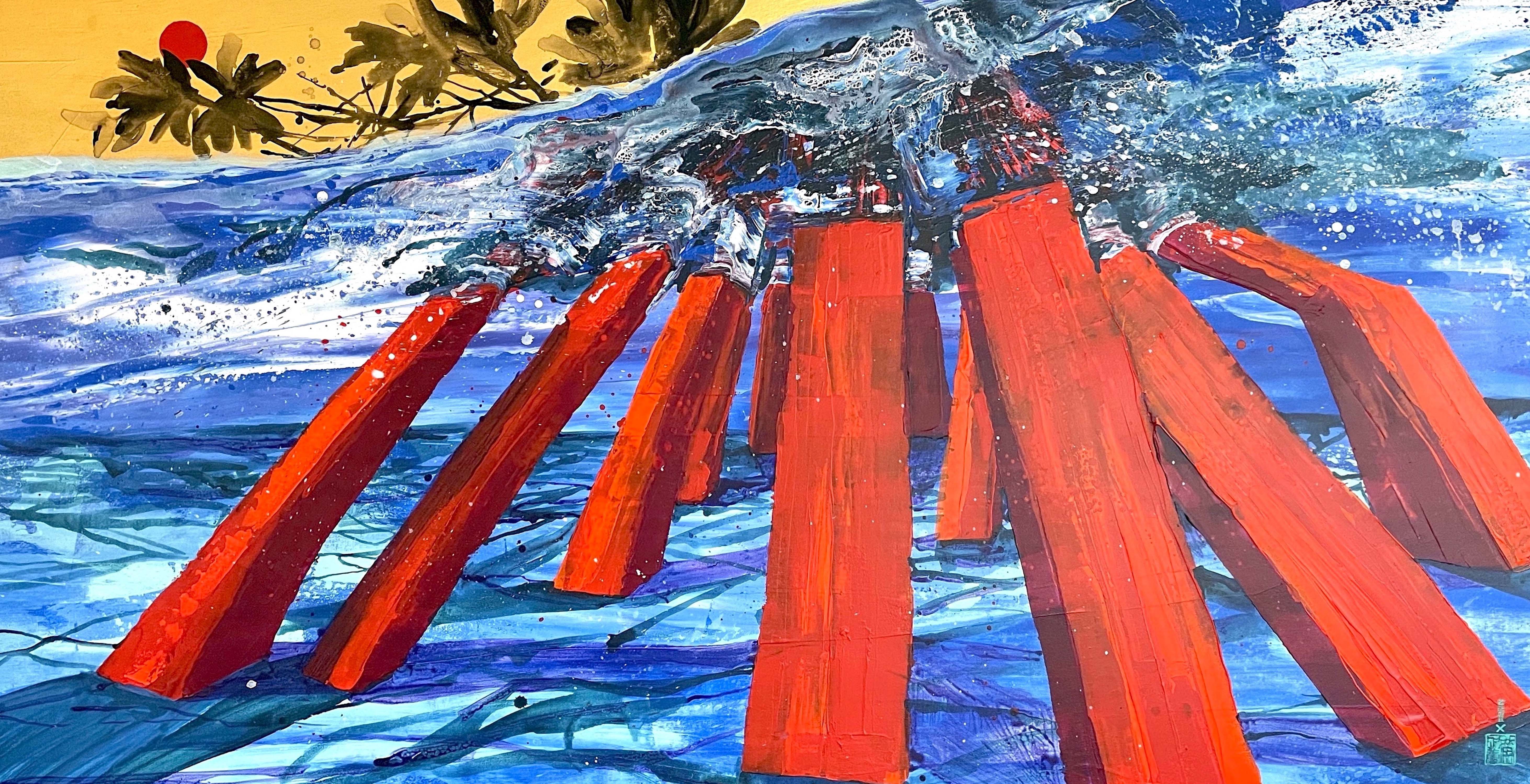 «Atlantis Mangrove», obra de Gabriel Wong. 2022, acrílico sobre lienzo, 100 x 195 cm.