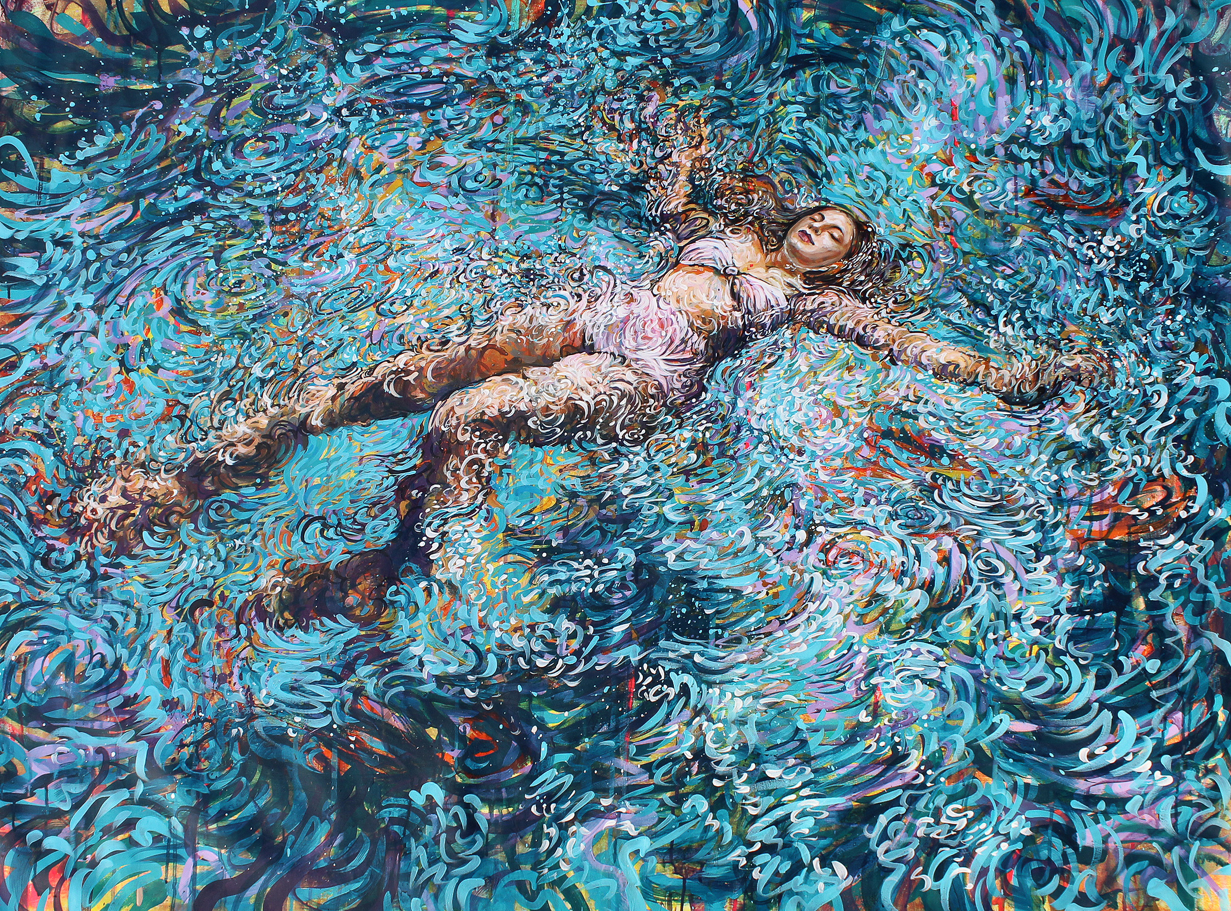 «Siesta», obra de Hugo Rivas. 2024, acrílico y óleo sobre lino, 105 x 142 cm.
