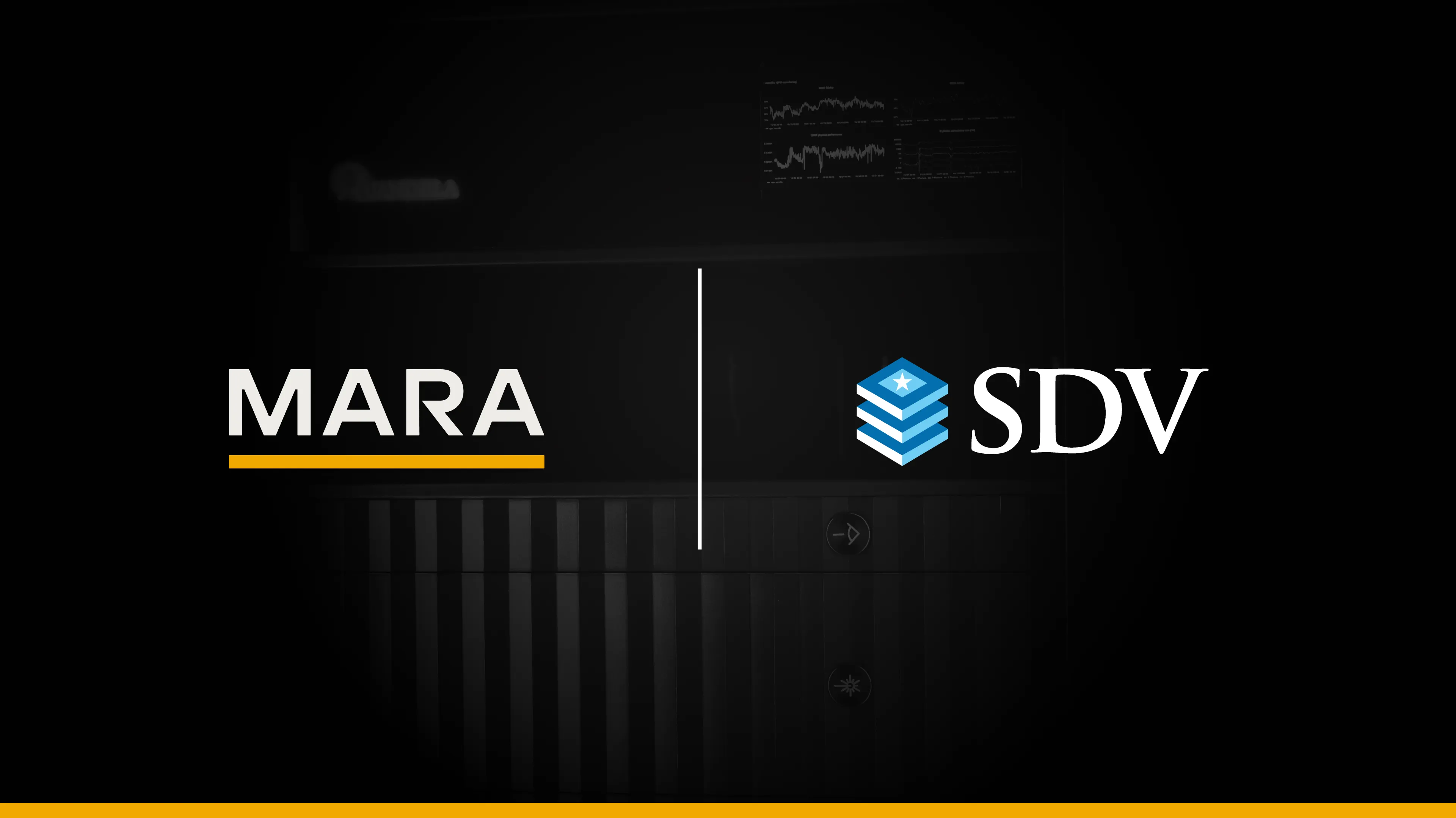 Logos of MARA with an orange underline and SDV with a blue star icon separated by a vertical white line.