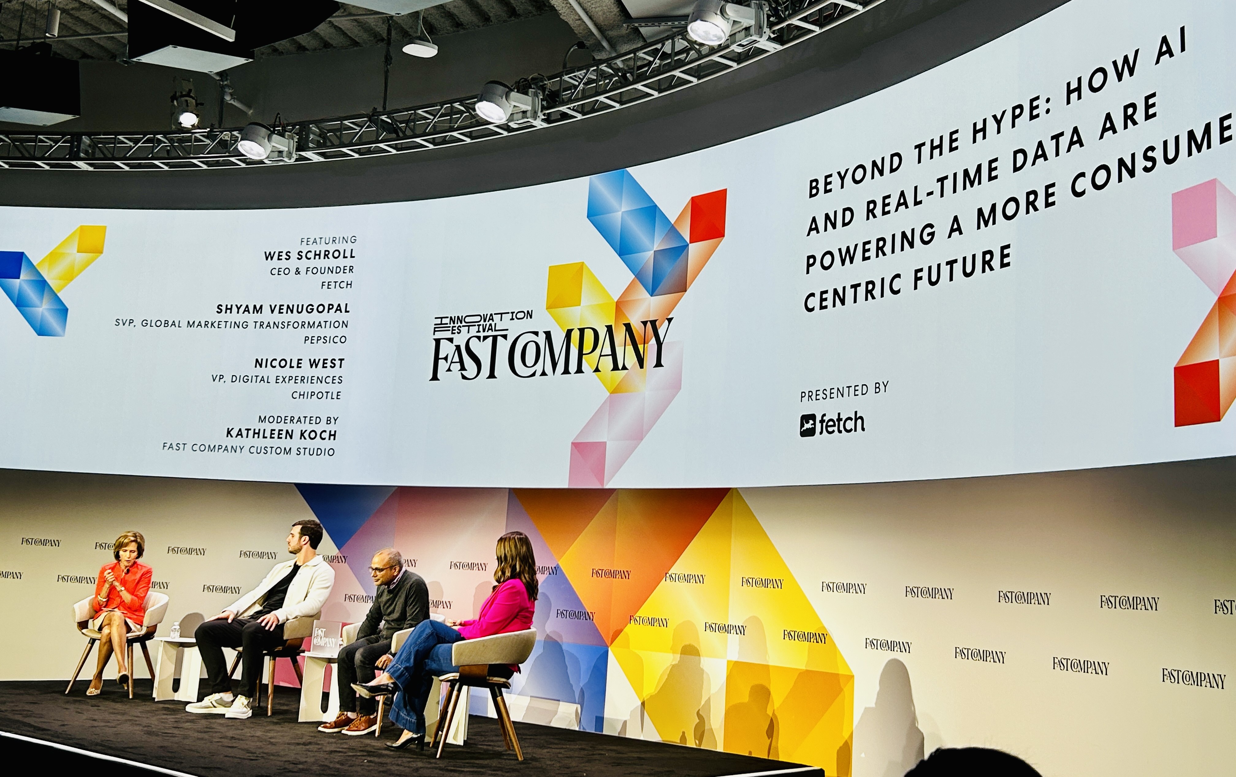 A panel at the Fast Company Innovation Festival 2025 featuring four speakers.