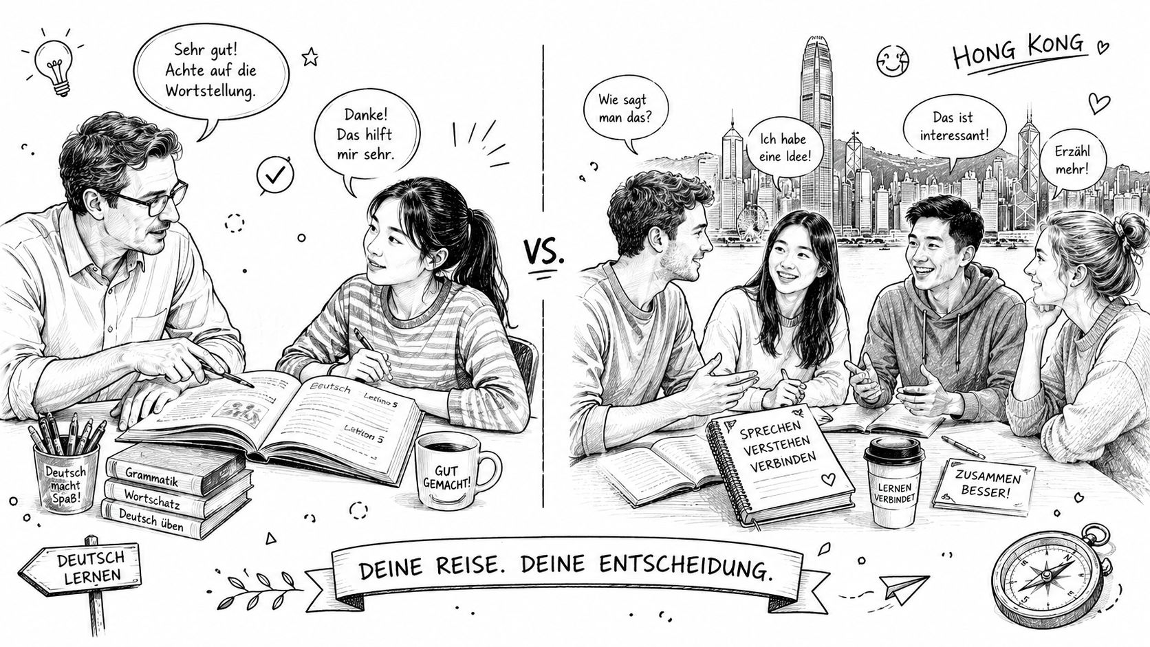 Private German Lessons in Hong Kong: 1-on-1 vs Small Group Compared