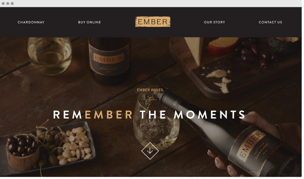 Screenshot of Ember Wines website homepage