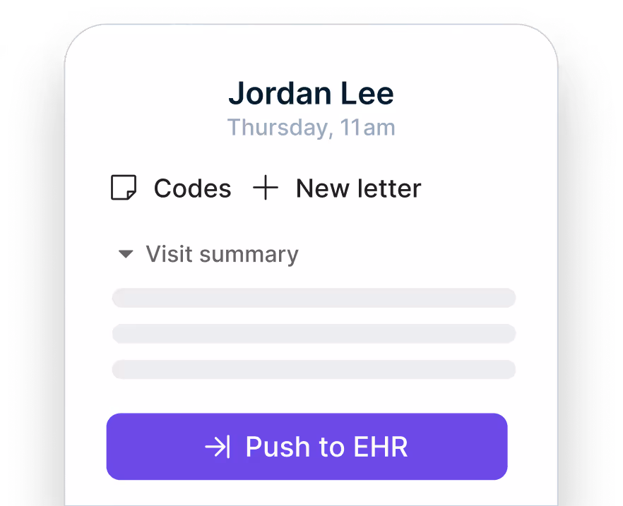 Screenshot of Freed showing a visit summary