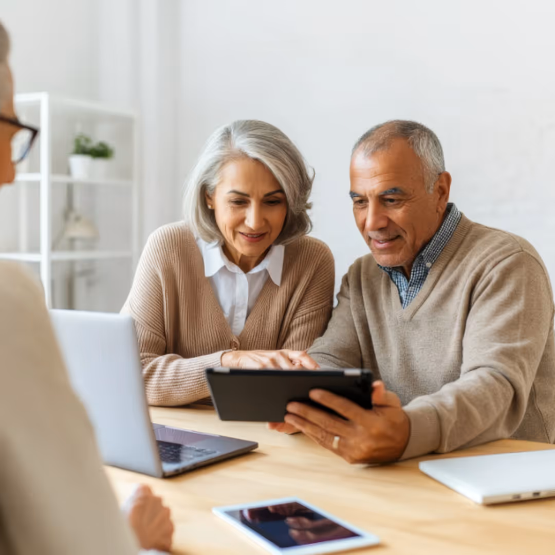 Couple looking at options for reverse mortgage