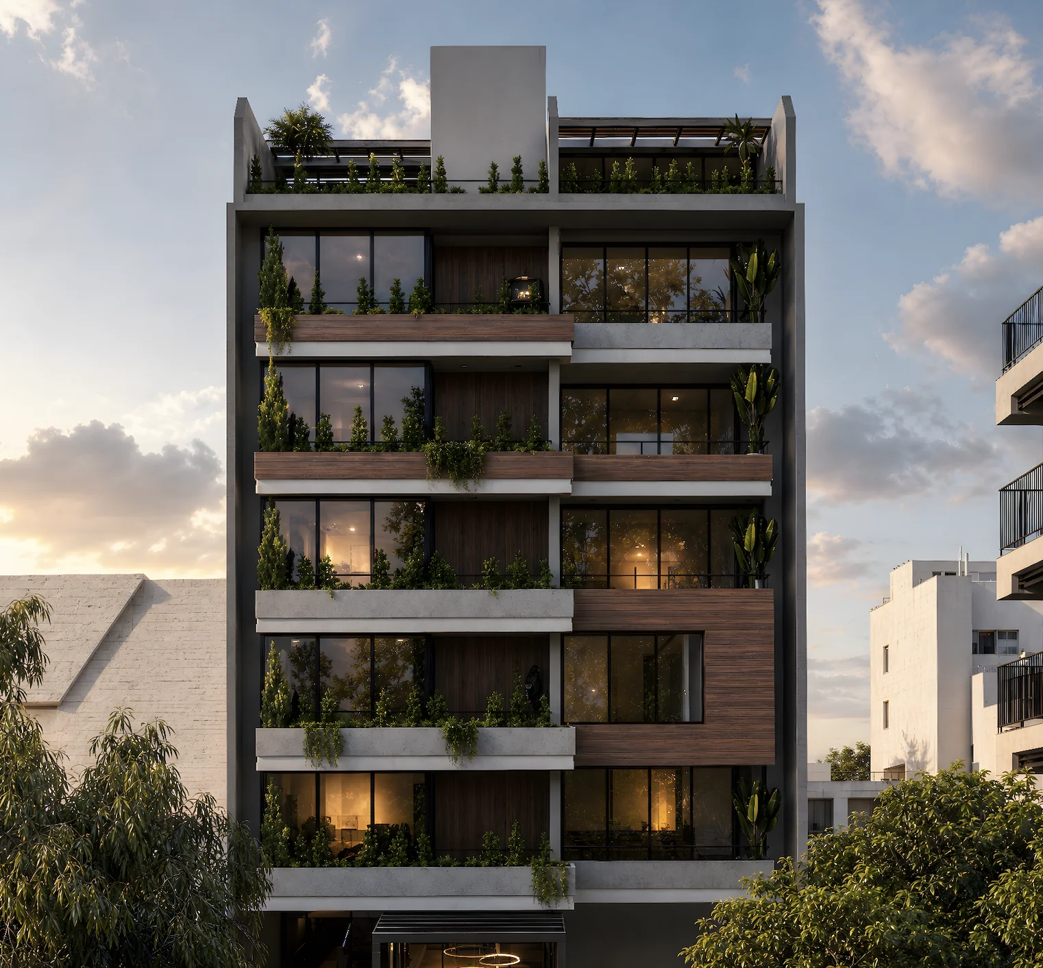 Fachada del edificio Áureo en Surco, junto a Miraflores, Lima