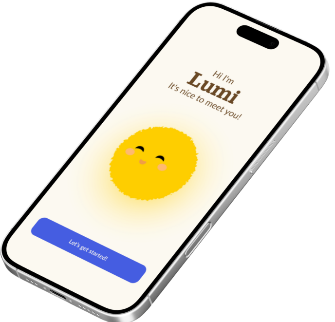 Mobile mockup of Lumi.