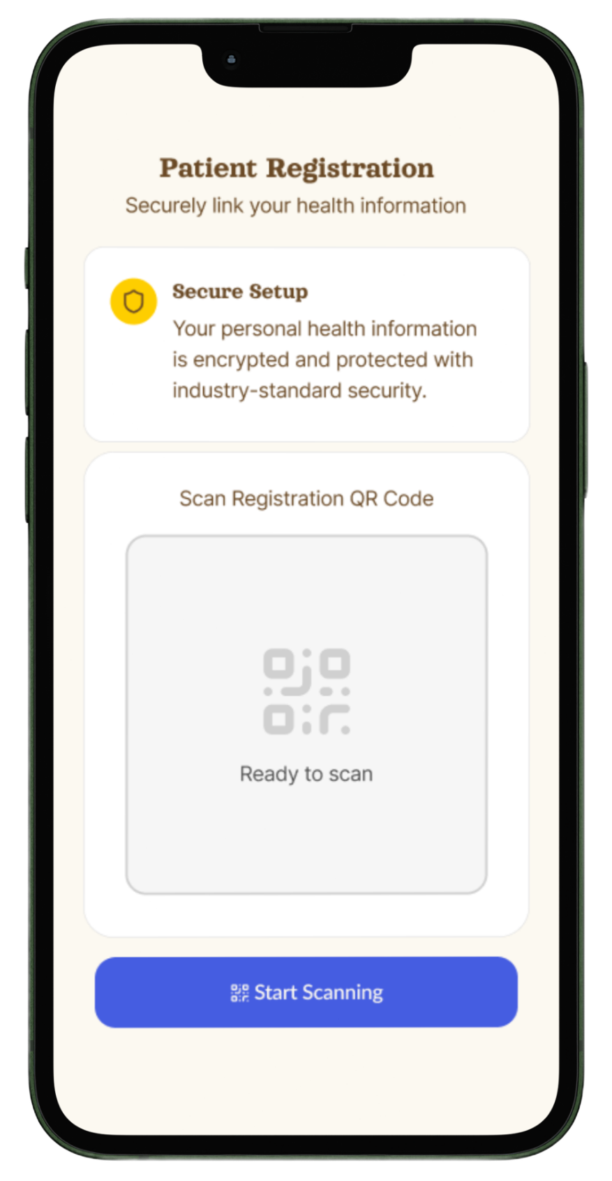 Lumi QR code scanning screen on a mobile prototype.