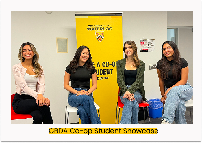 Julia and the 3 other panelists at the GBDA Co-Op Student Showcase