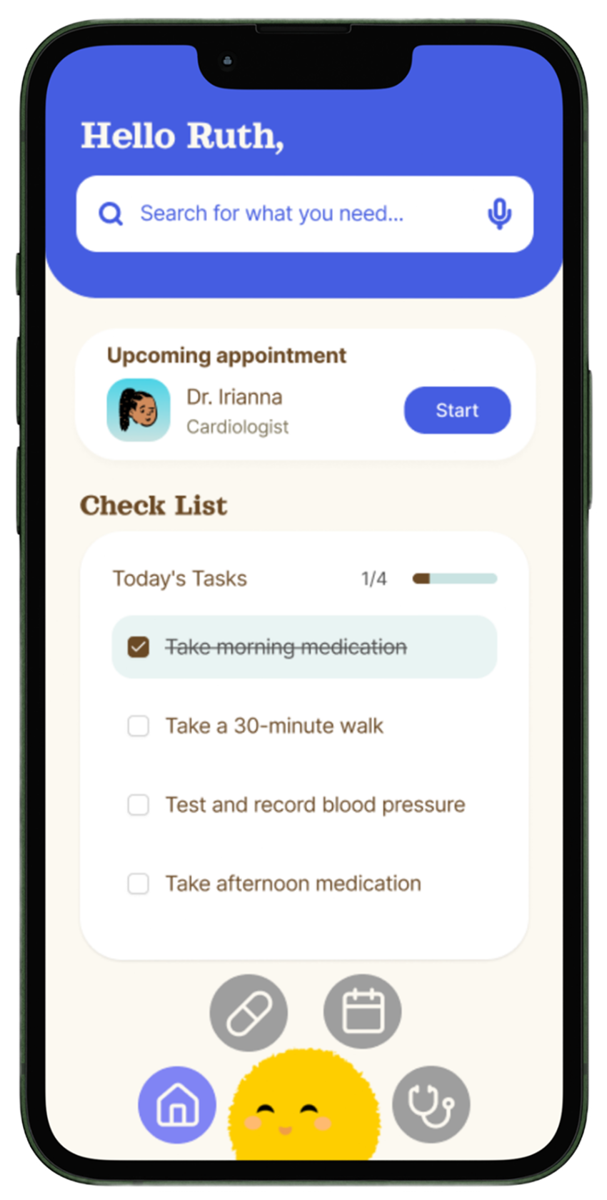 Lumi home screen on a mobile prototype.