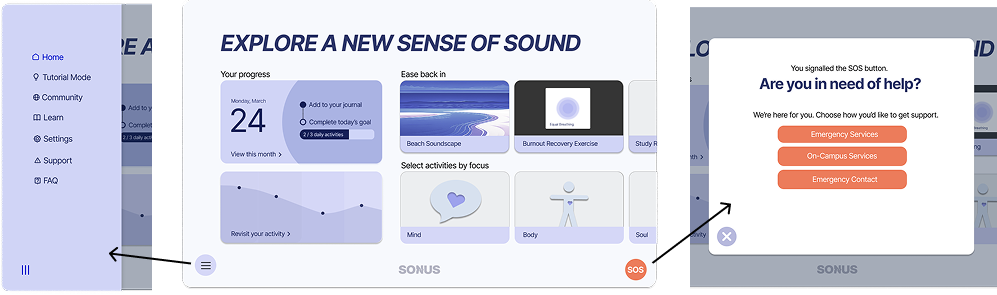 Prototypes of the redesigned Sonus homepage.