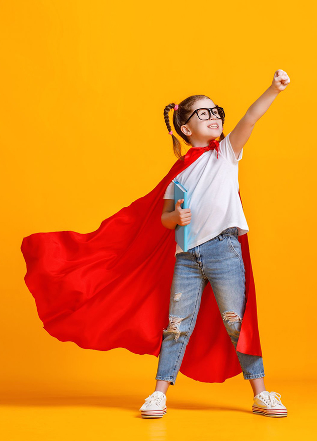 Happy girl with a cape