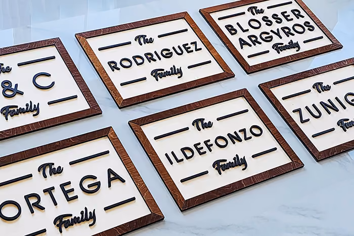 A large amount of custom signs created for a single client