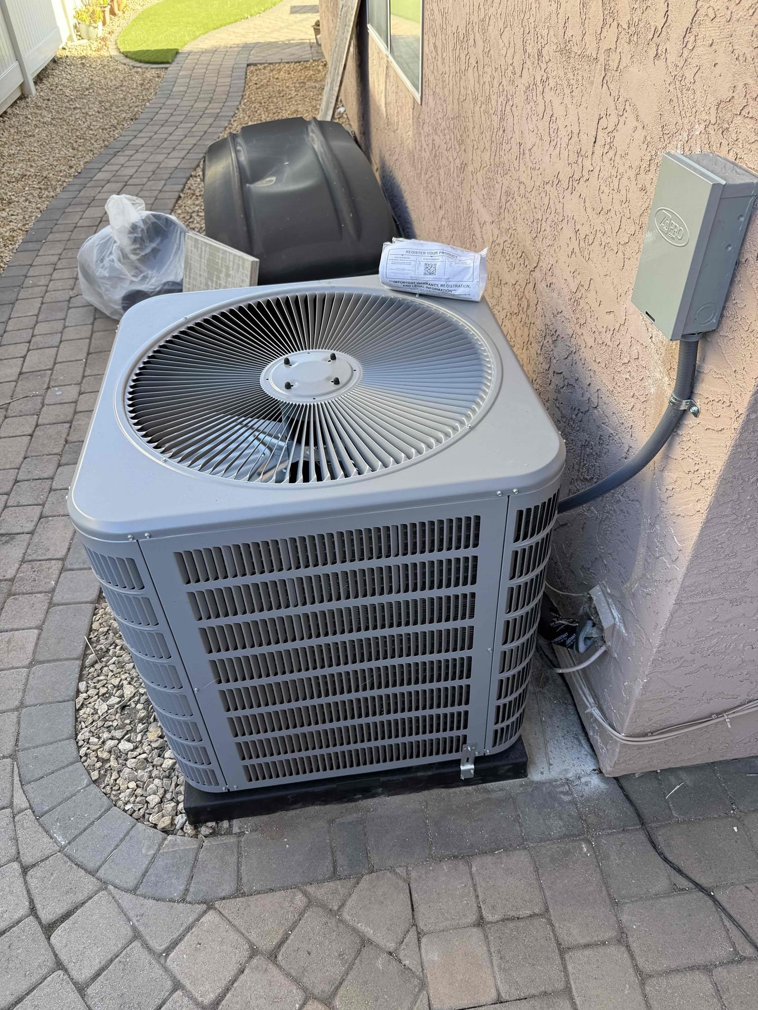 air conditioner being installed