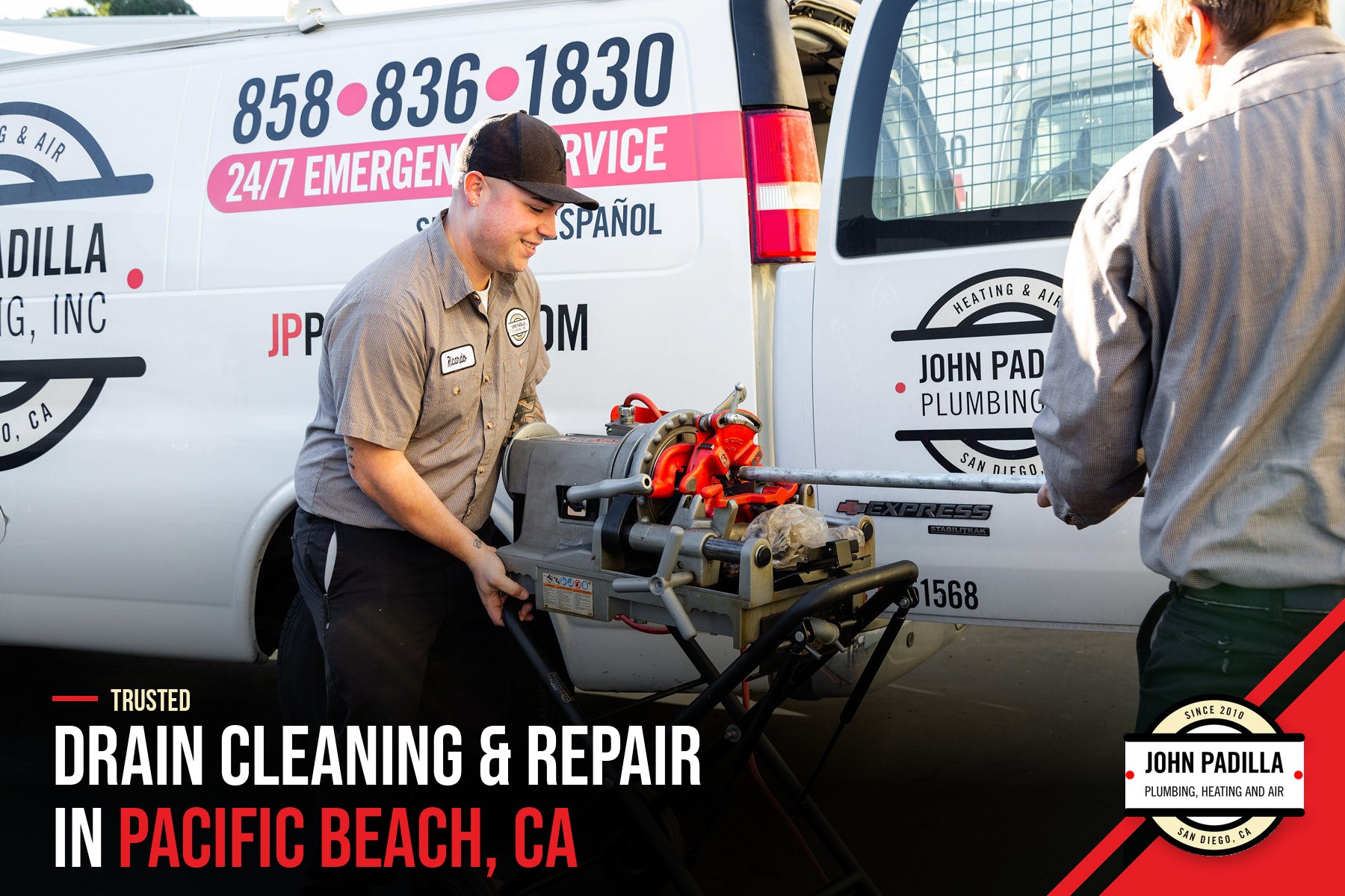 plumbers ready to clean a drain