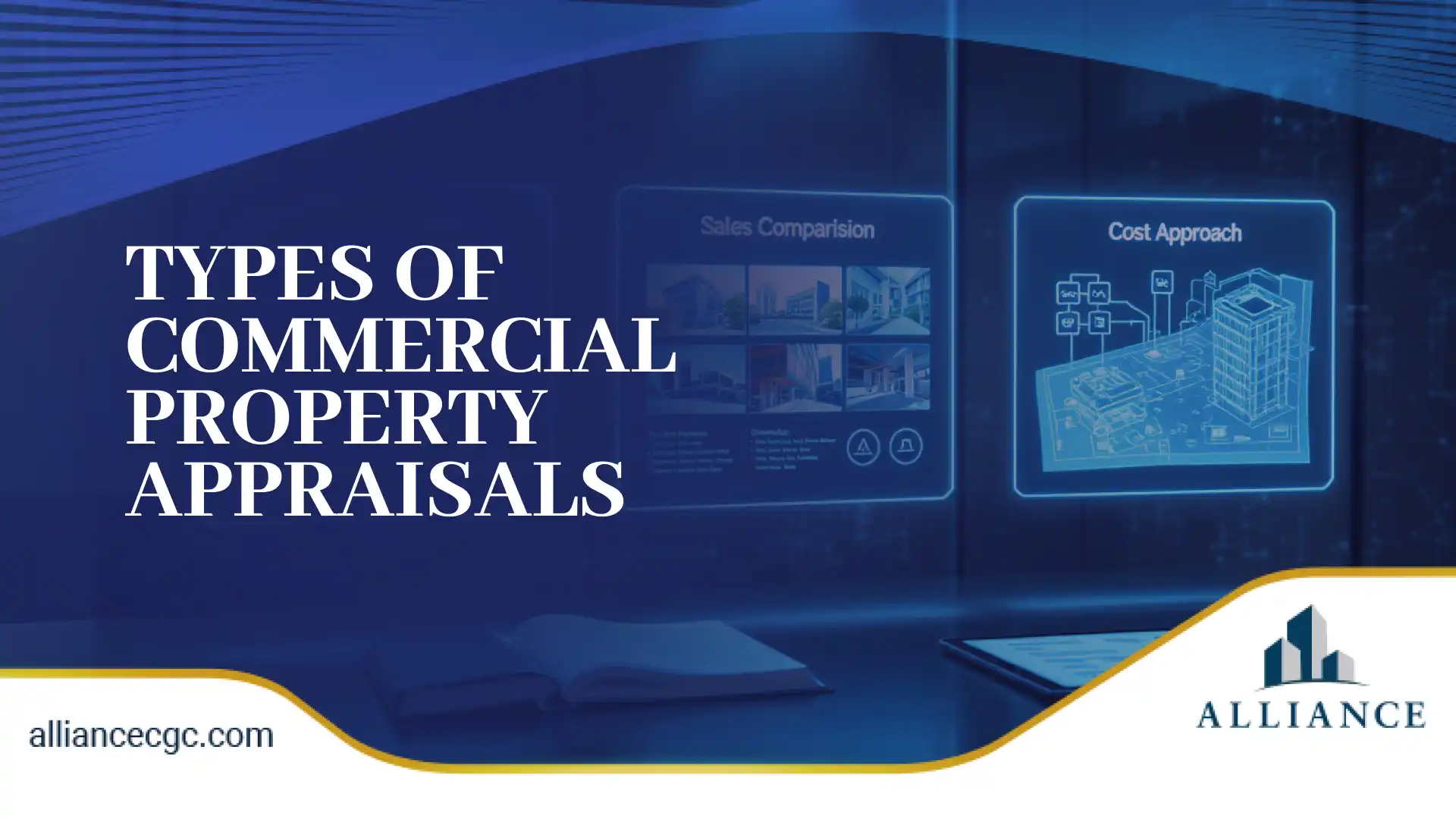 Blue-toned modern design with glowing property diagrams, bold title text, and digital layout.