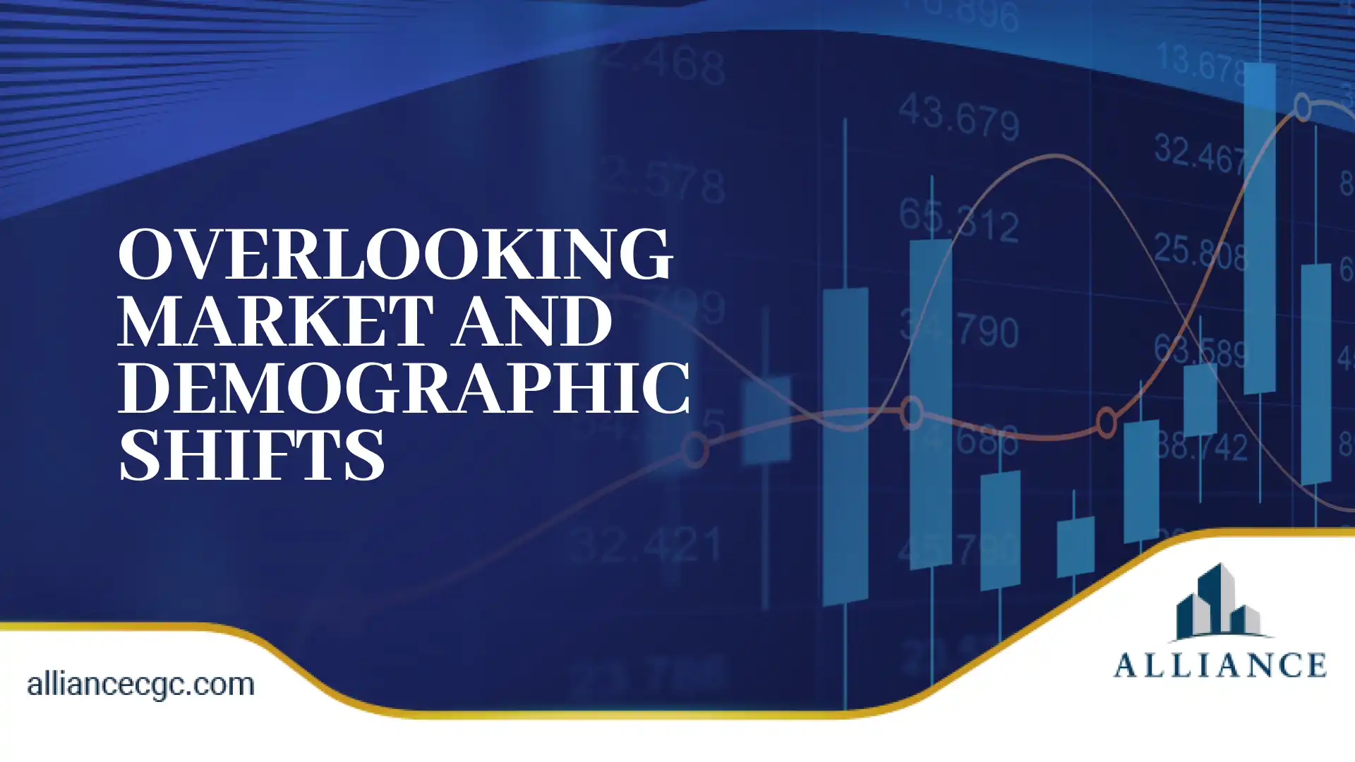 Abstract blue finance-themed design with bar graphs and market trend lines.