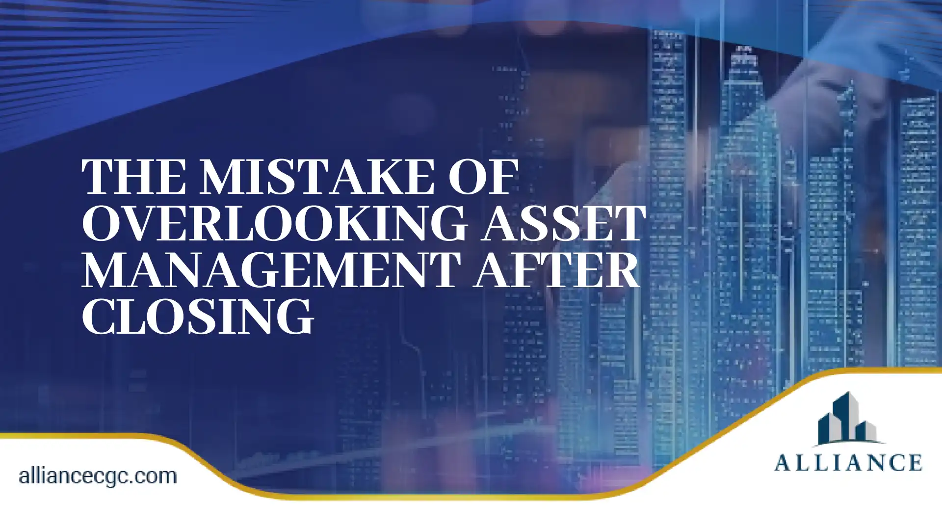 Blue futuristic skyscraper design with digital data lines and glowing bars.