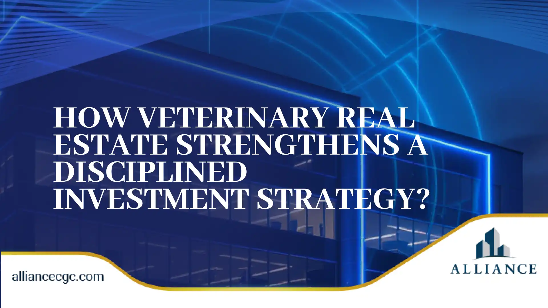 Sleek blue futuristic business slide with glowing lines and modern building.