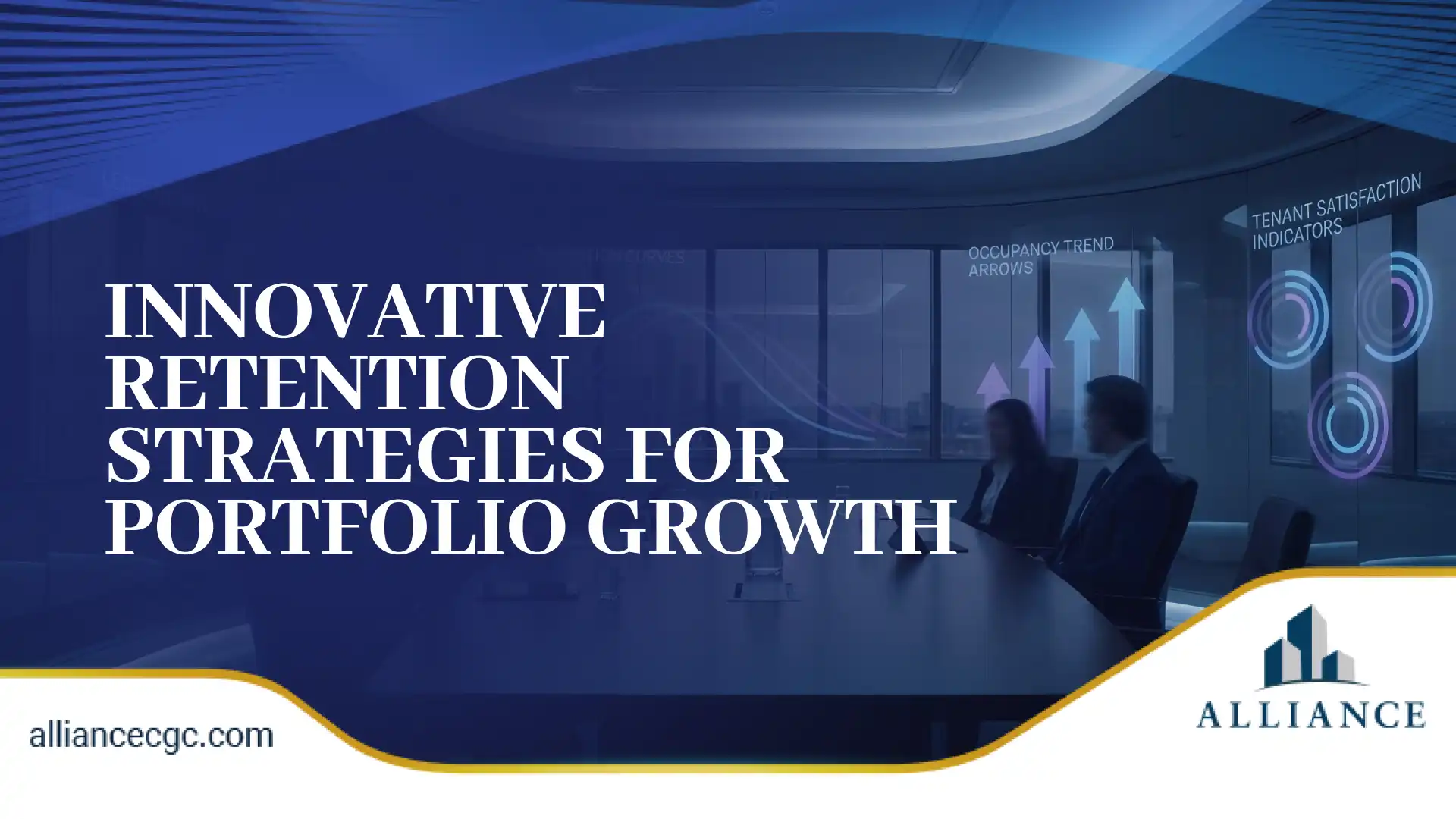 Futuristic boardroom design with digital charts and glowing upward arrows