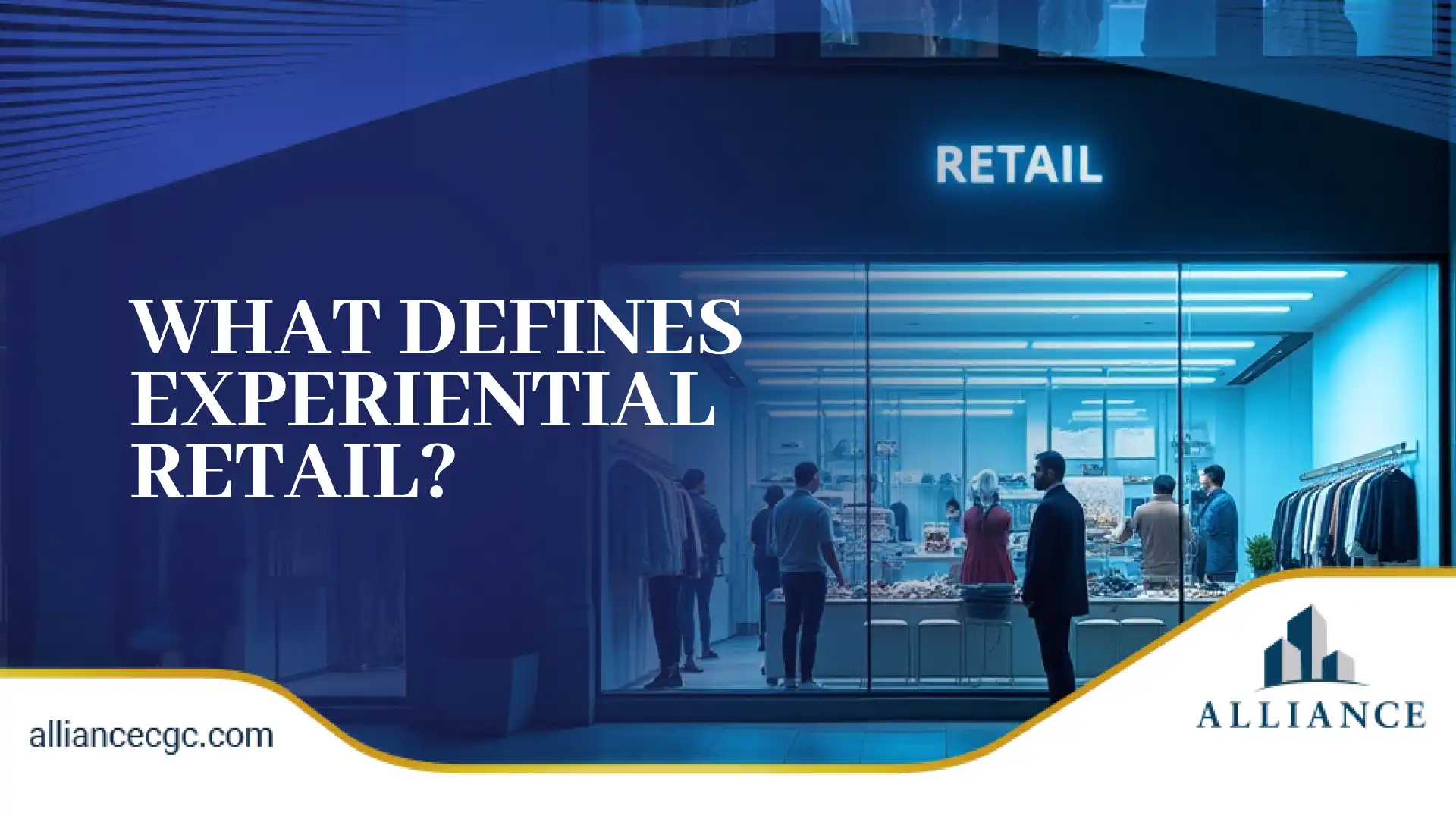 Alliance CGC visual design of experiential retail storefront with modern lighting