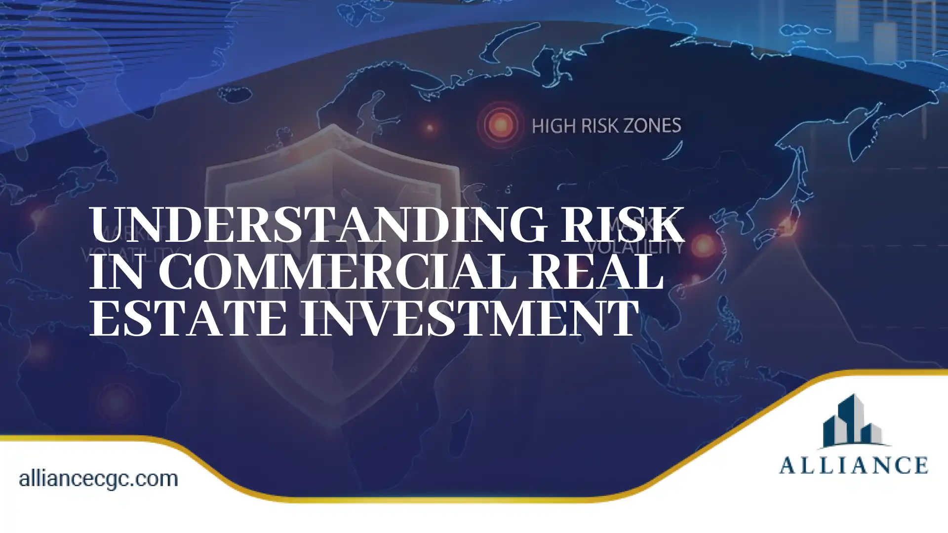 World map showing high-risk zones and volatility in commercial real estate investment.
