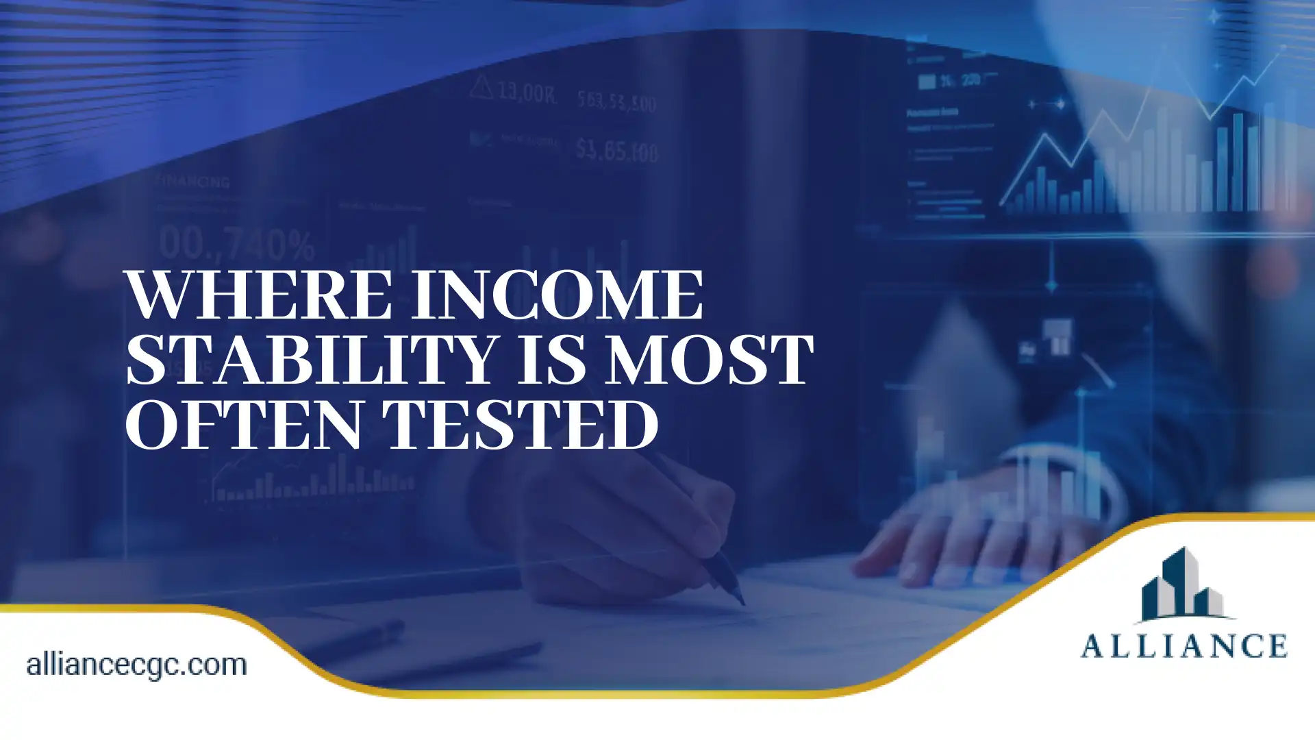 Person analyzing financial data and charts, representing income stability in CRE.