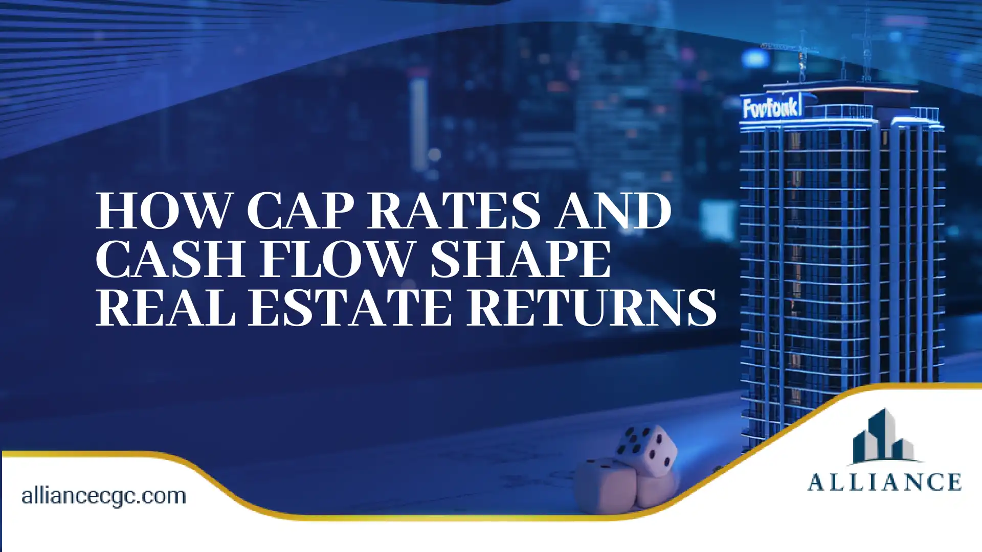City skyline showing how cap rates and cash flow impact commercial real estate return on investment.
