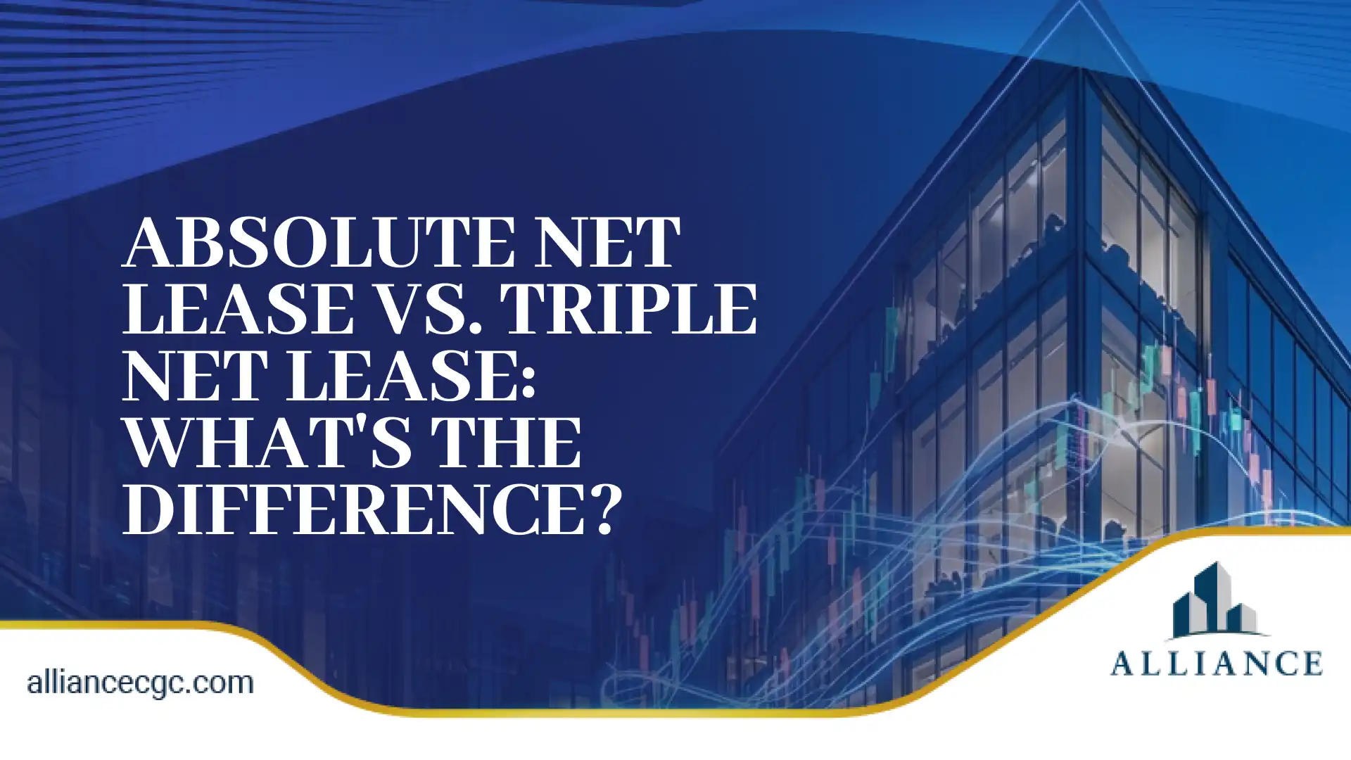 Office building with visuals comparing absolute net lease and triple net lease differences.
